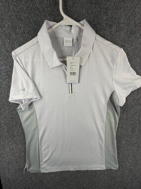 NWD Ping Size 8 Short Sleeve White 1/4 Zip Polo Shirt Adult Stretch Golf Ladies